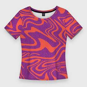 Женская футболка 3D Slim с принтом Рябь на воде Абстракция в Петрозаводске,  |  | абстракция | водоворот | красный | оранжевый | паттерн | разводы | спортивный | яркий принт