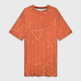 Платье-футболка 3D с принтом Геометрические Фигуры На Оранжевом Фоне в Петрозаводске,  |  | abstraction | figure | geometry | isometric | pattern | shape | абстракция | геометрия | изометрический | оранжевый | узор | фигура | форма