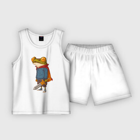 Детская пижама с шортами хлопок с принтом Лягушачий прЫнц в Петрозаводске,  |  | жаба | животное | лягуха | лягушка | принц | прынц | сказочный