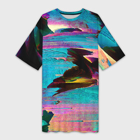 Платье-футболка 3D с принтом Multicolored vanguard glitch в Петрозаводске,  |  | abstraction | color | fashion | glitch | vanguard | абстракция | авангард | глитч | мода | цвет