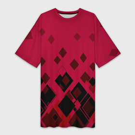 Платье-футболка 3D с принтом Геометрический узор в красно черных тонах в Петрозаводске,  |  | black | diamonds | fashion | geometric print | red | геометрический узор | красно черный | красный | ромбы | фигуры | черный