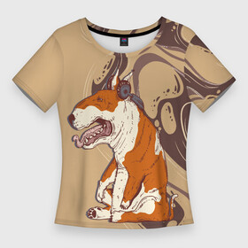 Женская футболка 3D Slim с принтом Отдыхающий буль в Петрозаводске,  |  | буль | бультерьер | животное | порода | собака