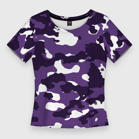 Женская футболка 3D Slim с принтом Amethyst Purple  Аметист в Петрозаводске,  |  | белый | камуфляж | прогулка | спорт | узор | фиолетовый