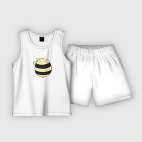 Детская пижама с шортами хлопок с принтом Круглая маленькая пчелка в Петрозаводске,  |  | в полоску | круглая пчела | плечка | полосатая | пчела