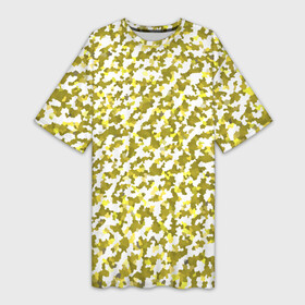 Платье-футболка 3D с принтом Абстракция из золотых пикселей в Петрозаводске,  |  | абстракция | геометрический | золотой | мозаика | пиксели | узор