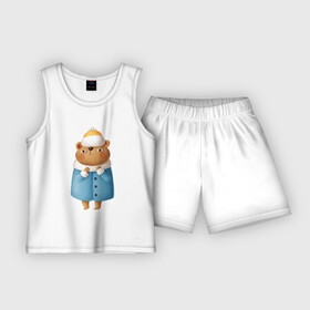 Детская пижама с шортами хлопок с принтом Медведица в шубке в Петрозаводске,  |  | медведица | медведица в шубке | медведь | медвежонок | шуба
