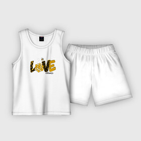 Детская пижама с шортами хлопок с принтом Love  буквы из сот в Петрозаводске,  |  | love | буквы | любовь | мед | осы | пчелы | соты