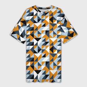 Платье-футболка 3D с принтом Полигональный геометрический узор в Петрозаводске,  |  | abstract | black | blue | four color | geometric | gray | orange | polygonal | polygons | triangles | абстрактный | геометрический | классический | многоугольники | оранжевый | полигональный | простой | серый | синий | треугольники | черный
