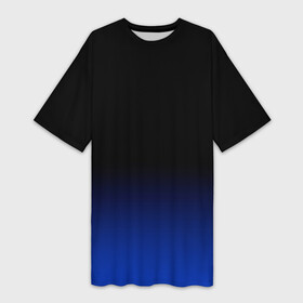Платье-футболка 3D с принтом Черный с синим градиент в Петрозаводске,  |  | black | black and blue | blue | dark blue | gradient | minimalism | ombre | simple | градиент | минимализм | омбре | простой | синий | темно синий | черный | черный и синий