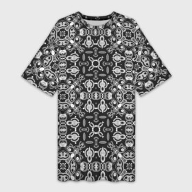 Платье-футболка 3D с принтом Black and white ethnic oriental ornament в Петрозаводске,  |  | black and white | ethnic | oriental | ornament | арабский | орнамент | черно белый | этнический