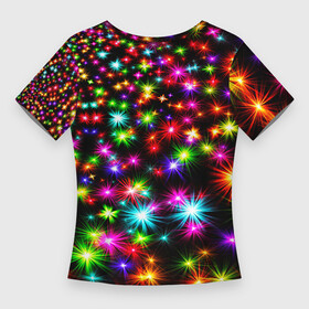 Женская футболка 3D Slim с принтом COLORFUL COLOR STARFALL в Петрозаводске,  |  | abstraction | beautiful | colorful pattern | starfall | starry | абстракция | звездный | звездопад | красиво | красочный узор