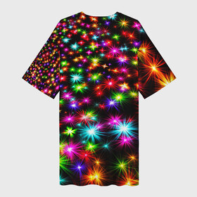 Платье-футболка 3D с принтом COLORFUL COLOR STARFALL в Петрозаводске,  |  | abstraction | beautiful | colorful pattern | starfall | starry | абстракция | звездный | звездопад | красиво | красочный узор