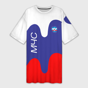 Платье-футболка 3D с принтом МЧС  флаг России в Петрозаводске,  |  | мчс | мчс россии | пожарник | пожарные | пожарный | спасатели | спасатель