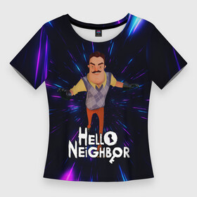 Женская футболка 3D Slim с принтом Hello Neighbor  Привет сосед  Бегущий сосед в Петрозаводске,  |  | hello neighbor | видеоигра | игра | ник рот | привет сосед | сосед | теодор питерсон