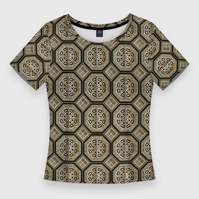 Женская футболка 3D Slim с принтом Классические узоры  ромбы в Петрозаводске,  |  | абстрактные | абстракция | геометрия | классика | классические | нейтральные | спокойные | узор | узоры