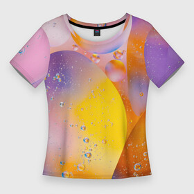 Женская футболка 3D Slim с принтом Абстрактные фигуры и пузырьки  Оранжевый в Петрозаводске,  |  | abstraction | art | artwork | bubbles | colorful | colors | drops | figures | graphics | patterns | surrealism | sweethuman | sweethumen | water | абстракция | арт | вода | графика | искусство | капли | пузыри | разноцветный | сюрреализм | узоры | фигуры 