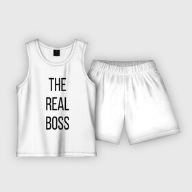 Детская пижама с шортами хлопок с принтом The real boss в Петрозаводске,  |  | boss | real boss | бизнесмен | главный начальник | директор | коллега | начальник | начальство | работа | руководитель | руководство | шеф