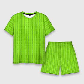 Мужской костюм с шортами 3D с принтом Зеленые узоры из линий в Петрозаводске,  |  | абстрактные | абстракция | геометрия | классика | классические | нейтральные | спокойные | узор | узоры