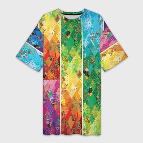 Платье-футболка 3D с принтом Patchwork pattern в Петрозаводске,  |  | color | fashion | patchwork | pattern | мода | паттерн | пэчворк | цвет