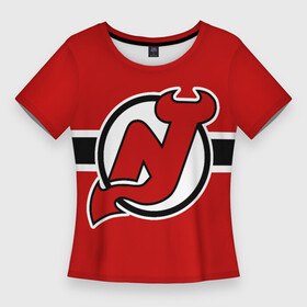 Женская футболка 3D Slim с принтом Нью Джерси Девилз форма в Петрозаводске,  |  | new jersey devils | nhl | нхл | нью джерси девилз | хоккей