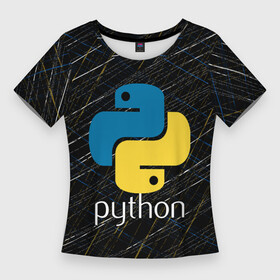 Женская футболка 3D Slim с принтом PYTHON  ЛОГО в Петрозаводске,  |  | big data | hacker | it | python | snake | айти | база данных | взлом | змея | искусственный интелект | кодер | нейросети | пайтон | питон | прогер | программирование | программист | разработчик | хакер