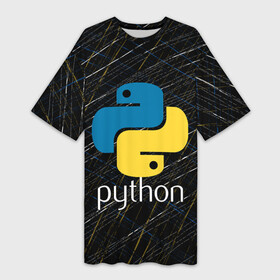 Платье-футболка 3D с принтом PYTHON  ЛОГО в Петрозаводске,  |  | big data | hacker | it | python | snake | айти | база данных | взлом | змея | искусственный интелект | кодер | нейросети | пайтон | питон | прогер | программирование | программист | разработчик | хакер