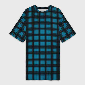 Платье-футболка 3D с принтом Black and blue plaid в Петрозаводске,  |  | Тематика изображения на принте: black and blue | plaid | plaid pattern | клетка | клетчатый узор | синий | черный | шотландка