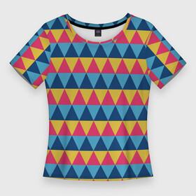 Женская футболка 3D Slim с принтом Калейдоскоп  цветные треугольники в Петрозаводске,  |  | абстрактные | абстракция | геометрия | классика | классические | нейтральные | спокойные | узор | узоры