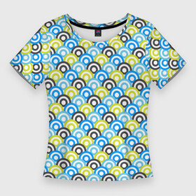Женская футболка 3D Slim с принтом Кружочки разноцветные в Петрозаводске,  |  | абстрактные | геометрия | классика | классические | нейтральные | спокойные | узор | узоры