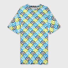 Платье-футболка 3D с принтом Кружочки разноцветные в Петрозаводске,  |  | абстрактные | геометрия | классика | классические | нейтральные | спокойные | узор | узоры