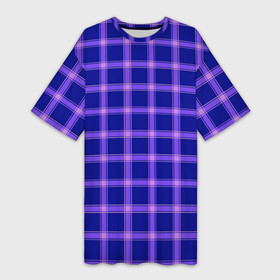 Платье-футболка 3D с принтом Фиолетовый клетчатый узор в Петрозаводске,  |  | геометрический | клетчатый узор | модный | современный | фиолетовый | шотландка