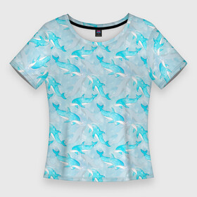 Женская футболка 3D Slim с принтом Дельфины в океане в Петрозаводске,  |  | animal | blue | dolphins | fish | fresh | marine | ocean | sea | summer | дельфины | животное | лето | море | морской | океан | рыба | свежий