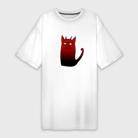 Платье-футболка хлопок с принтом Чертикот в Петрозаводске,  |  | кот | коточерт | рогатый кот | черный кот | черт