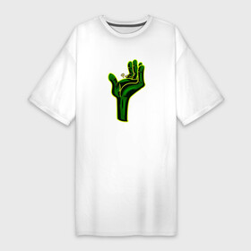 Платье-футболка хлопок с принтом Несу Фигню в Петрозаводске,  |  | зеленые человечки | инопланетная рука | инопланетяне | несу фигню | рука | фигня