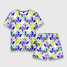 Мужской костюм с шортами 3D с принтом Разноцветный неоновый геометрический узор в Петрозаводске,  |  | геометрические фигуры | геометрический узор | неоновый зеленый | неоновый узор | разноцветный | фиолетовый