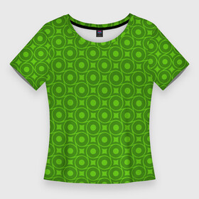 Женская футболка 3D Slim с принтом Зеленые круги и ромбы в Петрозаводске,  |  | абстрактные | классика | классические | нейтральные | спокойные | узор | узоры