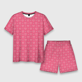 Мужской костюм с шортами 3D с принтом Розовые сердечки паттерн в Петрозаводске,  |  | абстрактные | абстракция | геометрия | классика | классические | нейтральные | спокойные | узор | узоры