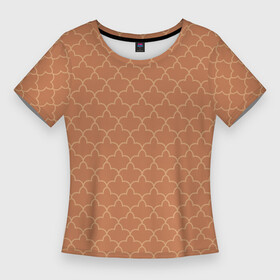 Женская футболка 3D Slim с принтом Узоры кофейного цвета в Петрозаводске,  |  | абстрактные | абстракция | геометрия | классика | классические | нейтральные | спокойные | узор | узоры