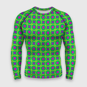 Мужской рашгард 3D с принтом Фиолетовые кружочки на зеленом фоне в Петрозаводске,  |  | абстрактные | геометрия | классика | классические | нейтральные | спокойные | узор | узоры