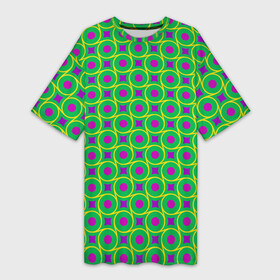 Платье-футболка 3D с принтом Фиолетовые кружочки на зеленом фоне в Петрозаводске,  |  | абстрактные | геометрия | классика | классические | нейтральные | спокойные | узор | узоры