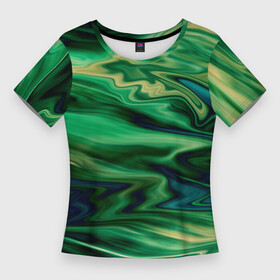 Женская футболка 3D Slim с принтом Абстрактный узор в зеленых тонах в Петрозаводске,  |  | Тематика изображения на принте: абстрактный узор | зеленый | оттенки зеленого | разводы | размытый узор | текстура краски