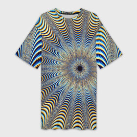 Платье-футболка 3D с принтом Туннель  оптическая иллюзия в Петрозаводске,  |  | 3d | 3д | арт | волны | геометрия | гипно | гипноарт | гипнотический | оптическая иллюзия | туннель