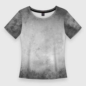 Женская футболка 3D Slim с принтом Chrome texture в Петрозаводске,  |  | chrome texture | нейтральный цвет | серая краска | текстура хрома | хром