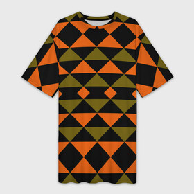 Платье-футболка 3D с принтом Геометрический узор черно оранжевые фигуры в Петрозаводске,  |  | геометрические фигуры | геометрический узор | оливковый | оранжевый | рыжий | треугольники