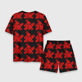 Мужской костюм с шортами 3D с принтом DM Texture в Петрозаводске,  |  | abstraction | black | colorful | minimalism | pattern | red | squares | абстракция | квадраты | красный | красочный | минимализм | текстура | узор | черный