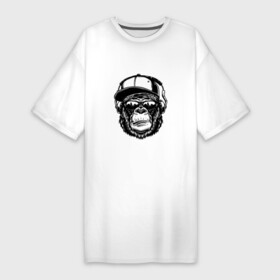 Платье-футболка хлопок с принтом Gorilla rapper в Петрозаводске,  |  | black | cap | hip hop | rap | горилла | кепка | очки | рэп | рэпер | хип хоп | черный