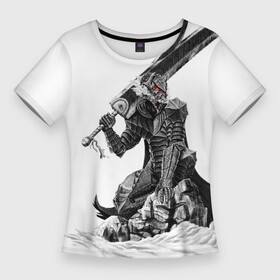 Женская футболка 3D Slim с принтом Берсерк Черный мечник в Петрозаводске,  |  | anime | armor | berserk | big sword | black swordsman | guts | knight | print | аниме | берсерк | большой меч | гатс | доспехи | принт | рыцарь | черный мечник