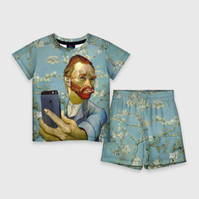 Детский костюм с шортами 3D с принтом Ван Гог Селфи  Арт Портрет в Петрозаводске,  |  | van gogh | вангог | мем | художник | цветущие ветки миндаля