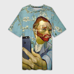 Платье-футболка 3D с принтом Ван Гог Селфи  Арт Портрет в Петрозаводске,  |  | Тематика изображения на принте: van gogh | вангог | мем | художник | цветущие ветки миндаля