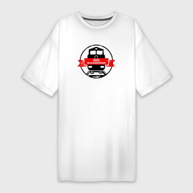 Платье-футболка хлопок с принтом Железнодорожник 100 в Петрозаводске,  |  | день железнодорожника | железнодорожник | локомотив | поезд | праздник | рельсы